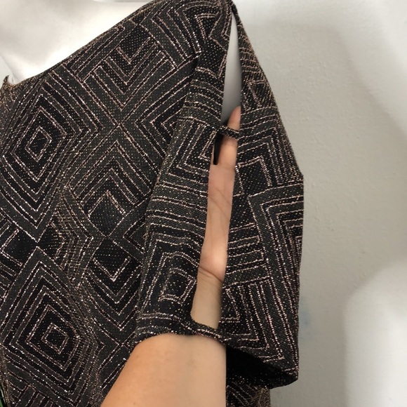 Vintage PerSeption Concept Metallic Glitter Cold Shoulder Stretch‎ Knit Top Sz M - Picture 4 of 10